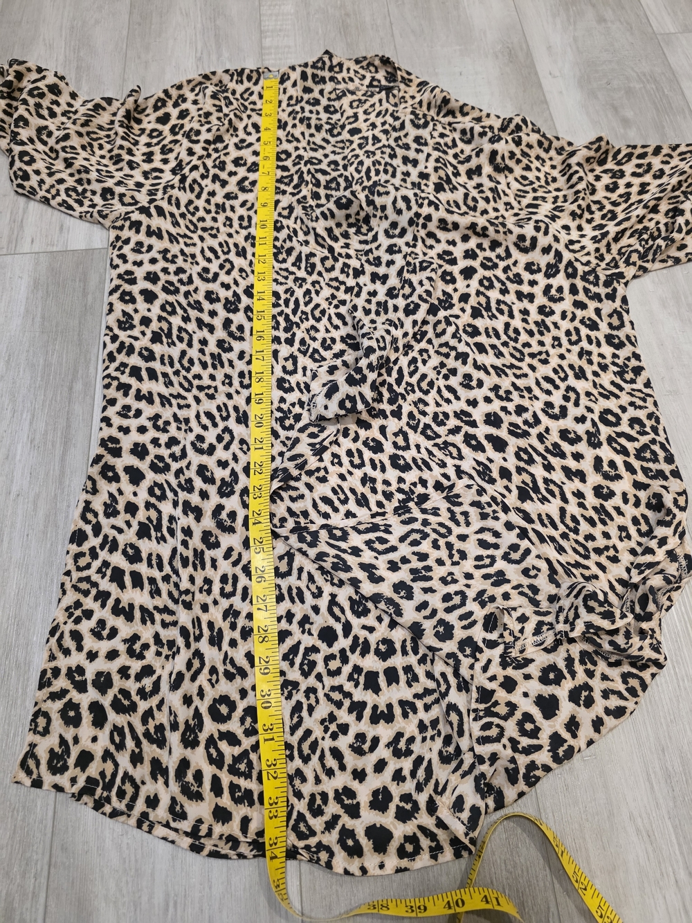 Tahari Leopard Print Open Front Kimono Cardigan Cover Up L/XL Beige Black - Picture 8 of 9